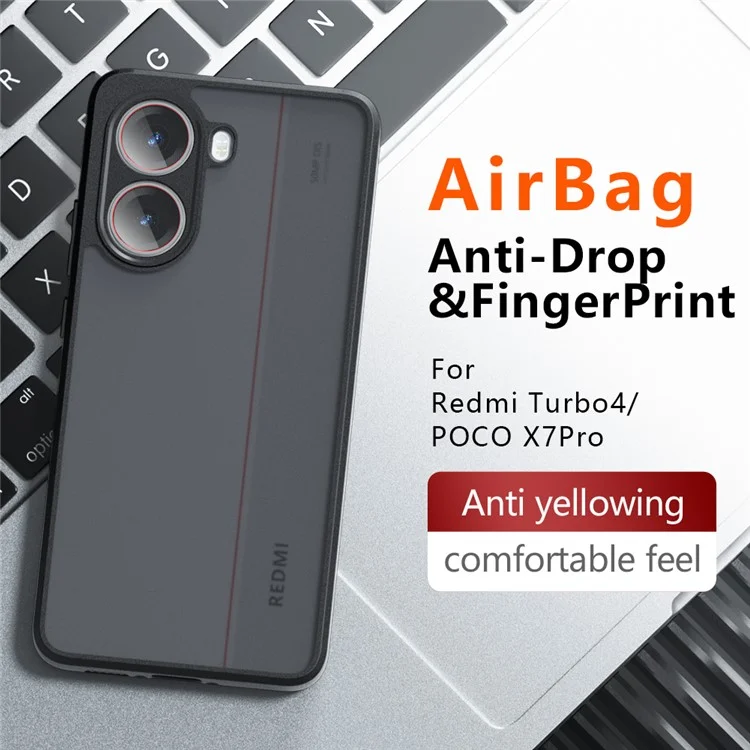 Matte Case for Xiaomi Redmi Turbo 4 5G / Poco X7 Pro 5G Skin-Touch TPU+PC Phone Shell, Transparent Black