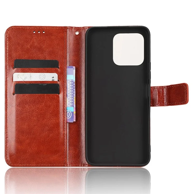 Funda de Cartera para Teléfono para Honor 70 Lite 5G / X6 4G / Honor Play6C / X8 5G, Textura de Caballo Loco, Broche Magnético, Cuero PU, Soporte, Anti-arañazos, Funda de Teléfono Móvil - Marrón