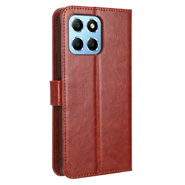 Funda de Cartera para Teléfono para Honor 70 Lite 5G / X6 4G / Honor Play6C / X8 5G, Textura de Caballo Loco, Broche Magnético, Cuero PU, Soporte, Anti-arañazos, Funda de Teléfono Móvil - Marrón