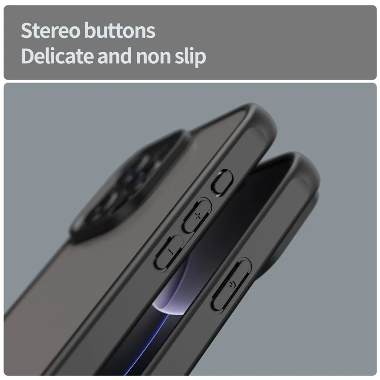 For iPhone 16 Pro Max Phone Case Drop Proof Airbags Frosted Translucent PC + TPU Back Cover - Black