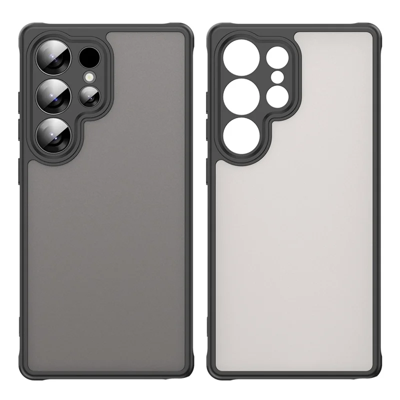 Coque pour Samsung Galaxy S25 Ultra Antichoc avec Coussins d'Air Givré Transparent PC + TPU - Noir