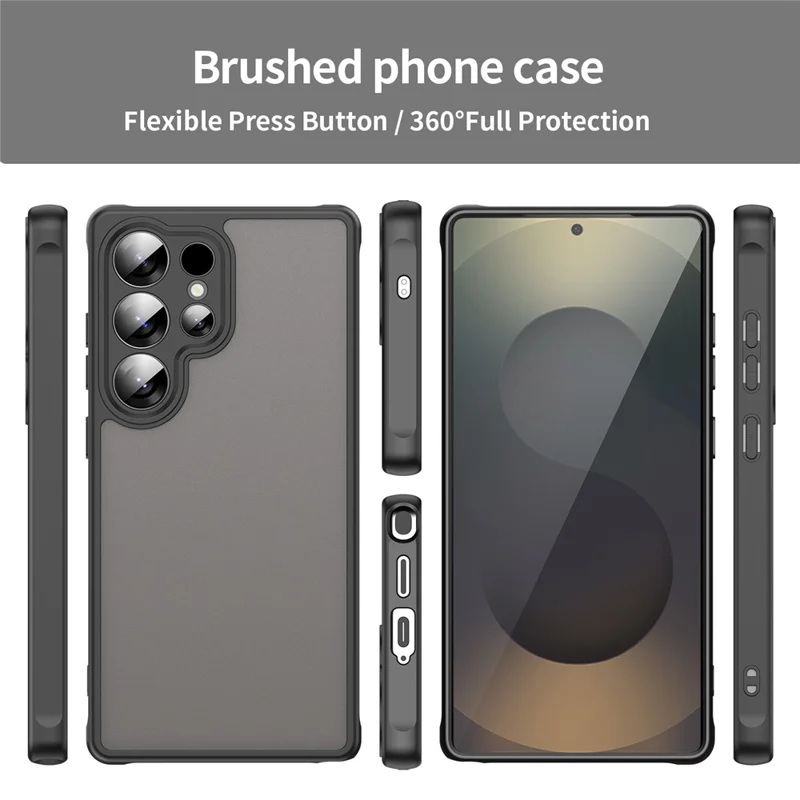 Coque pour Samsung Galaxy S25 Ultra Antichoc avec Coussins d'Air Givré Transparent PC + TPU - Noir