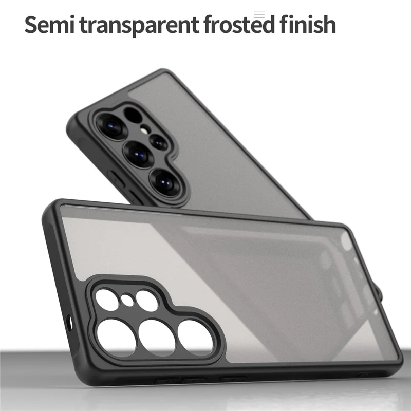 Coque pour Samsung Galaxy S25 Ultra Antichoc avec Coussins d'Air Givré Transparent PC + TPU - Noir