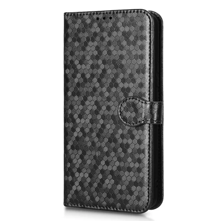 Anti-scratch Cell Phone Case For Xiaomi 12T 5G / Redmi K50 Ultra 5G, PU Leather Dot Pattern Imprinted Stand Phone Wallet Cover with Strap - Black