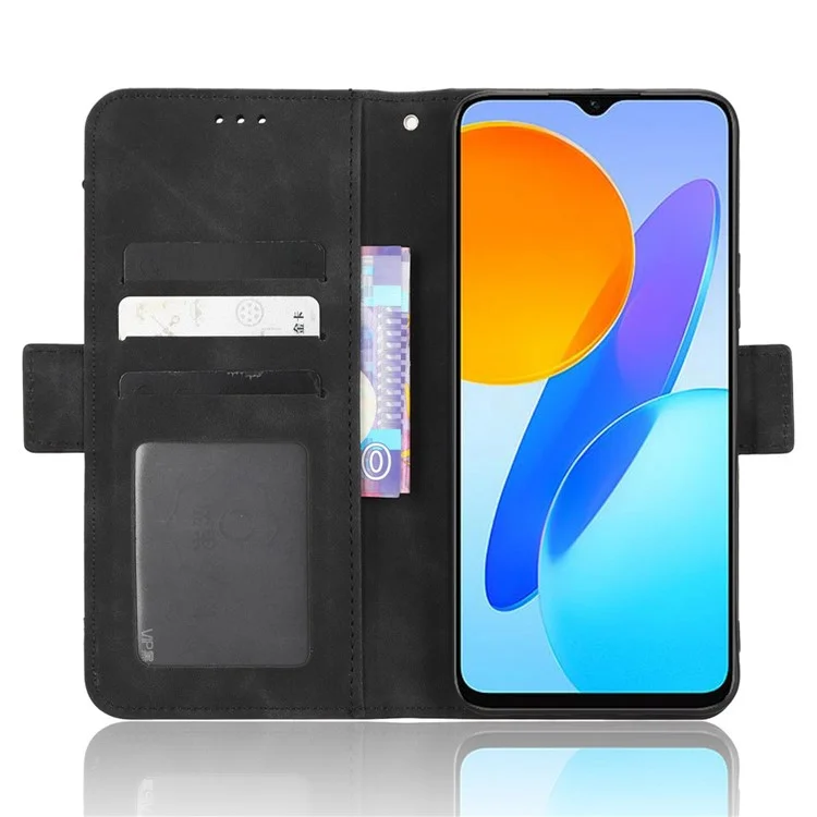 Para Honor 70 Lite 5G / X6 4G / Honor Play6C / X8 5G Funda de teléfono móvil de piel sintética antiimpacto con soporte y múltiples ranuras para tarjetas, cierre magnético y protección integral - Negro