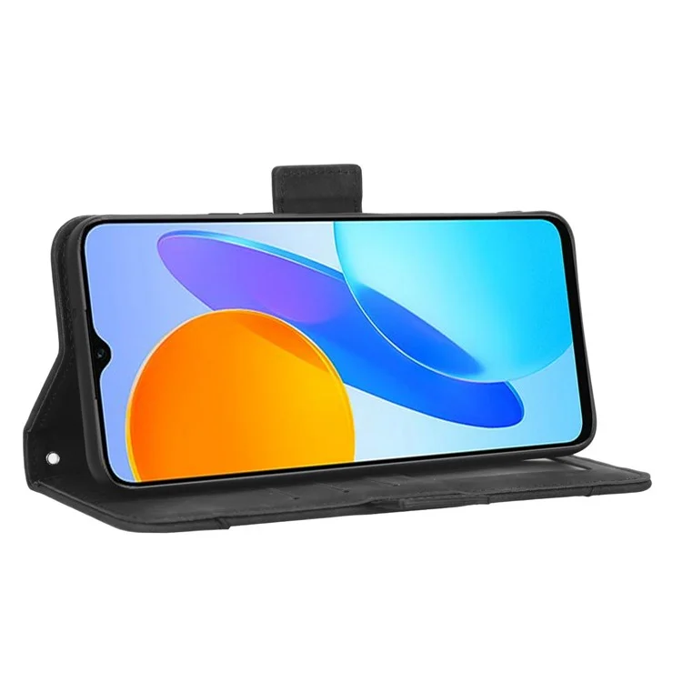 Para Honor 70 Lite 5G / X6 4G / Honor Play6C / X8 5G Funda de teléfono móvil de piel sintética antiimpacto con soporte y múltiples ranuras para tarjetas, cierre magnético y protección integral - Negro
