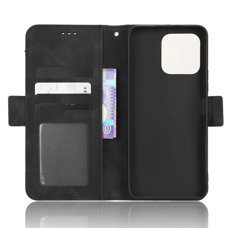 Para Honor 70 Lite 5G / X6 4G / Honor Play6C / X8 5G Funda de teléfono móvil de piel sintética antiimpacto con soporte y múltiples ranuras para tarjetas, cierre magnético y protección integral - Negro