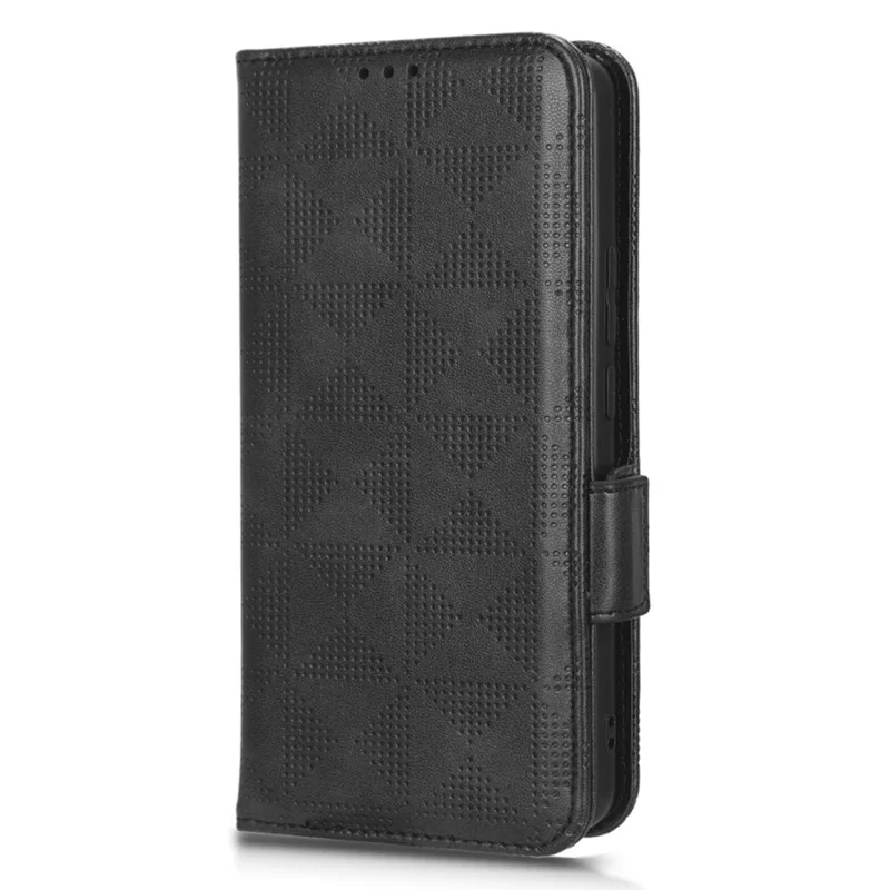 Shockproof Phone Case For Xiaomi 12T 5G / Redmi K50 Ultra 5G, Imprinted Triangle Pattern PU Leather Wallet Stand Folio Flip Protective Cover - Black
