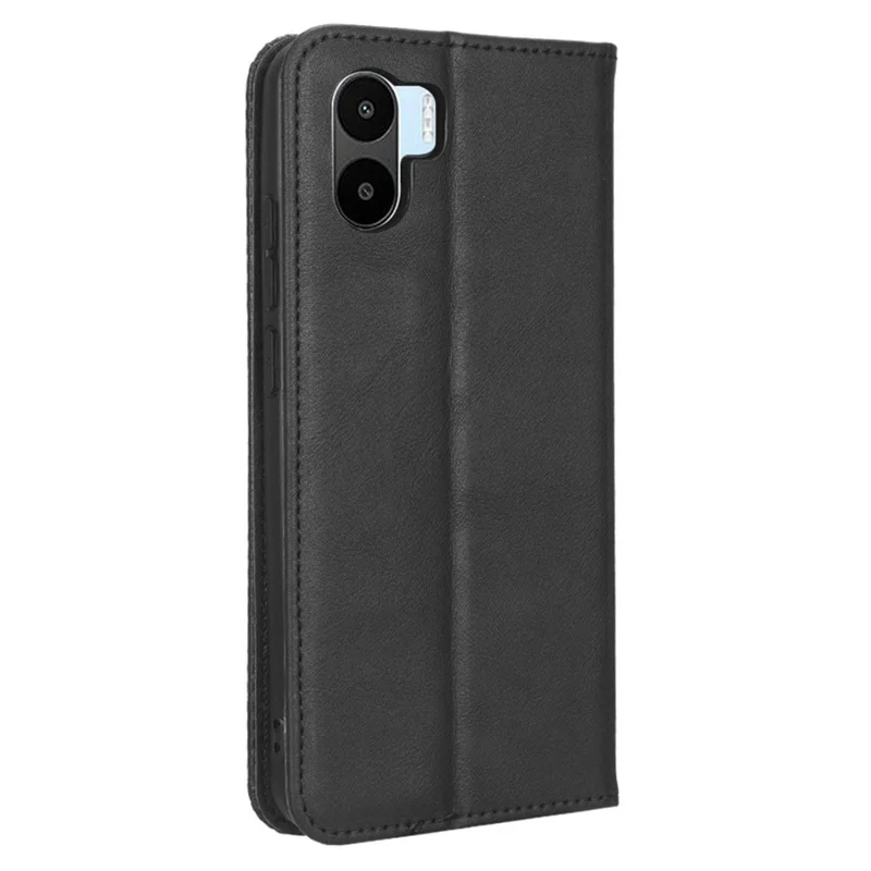 For Xiaomi Redmi A1 4G / A2 4G Retro Texture PU Leather Shockproof Stand Phone Case Imprint Pattern Magnetic Phone Wallet Cover - Black