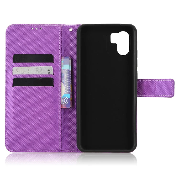 Per Xiaomi Redmi A1 4G Diamond Texture Phone Cover Anti-fingerprint PU Stand Case - Viola