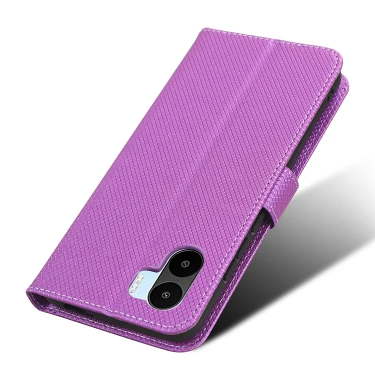 Per Xiaomi Redmi A1 4G Diamond Texture Phone Cover Anti-fingerprint PU Stand Case - Viola