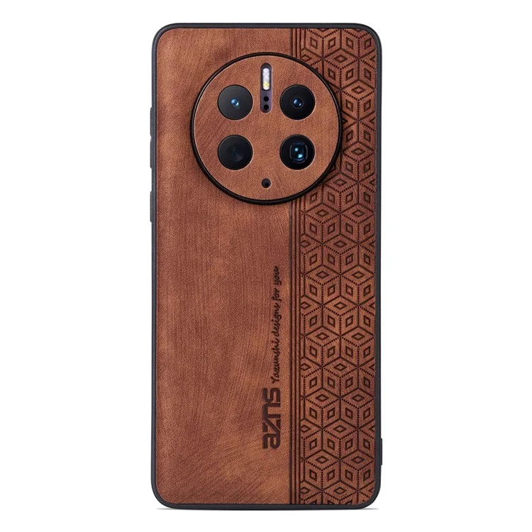 AZNS Cell Phone Cover For Huawei Mate 50 Pro 4G, Imprinted Pattern Anti-drop Phone Case PU Leather Coated TPU Shell - Brown