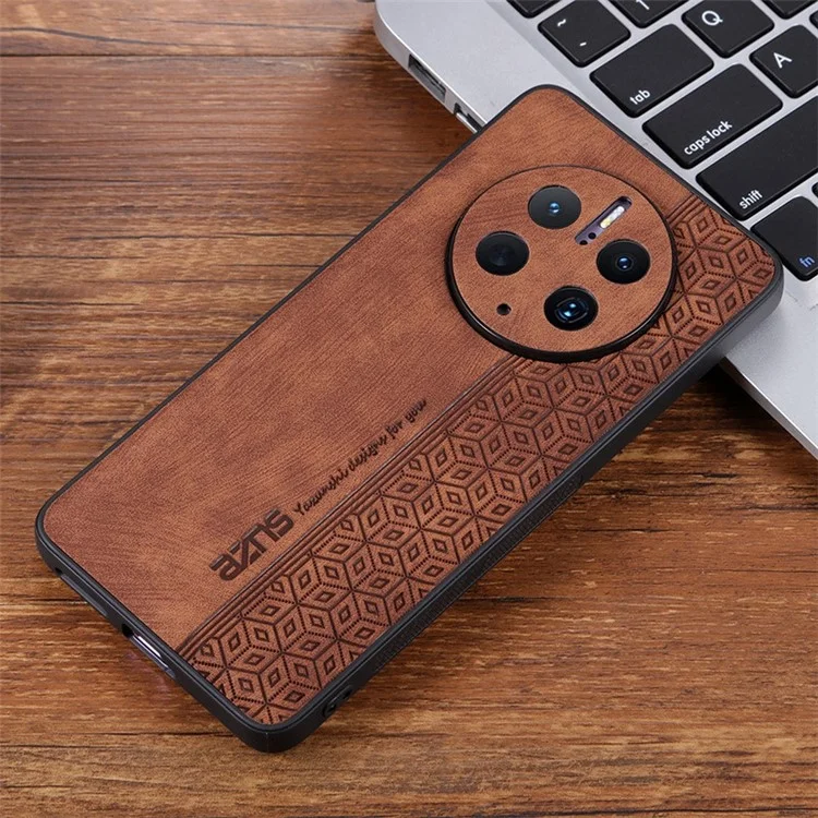 AZNS Cell Phone Cover For Huawei Mate 50 Pro 4G, Imprinted Pattern Anti-drop Phone Case PU Leather Coated TPU Shell - Brown