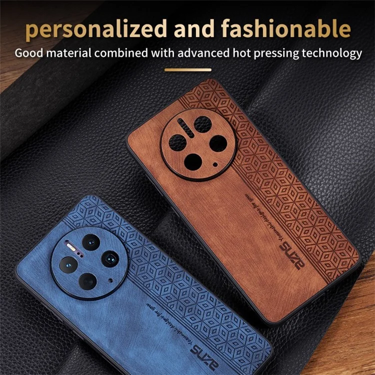 AZNS Cell Phone Cover For Huawei Mate 50 Pro 4G, Imprinted Pattern Anti-drop Phone Case PU Leather Coated TPU Shell - Brown