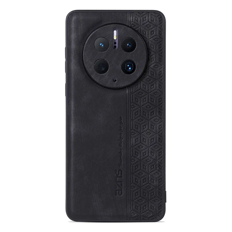 AZNS Cell Phone Cover For Huawei Mate 50 Pro 4G, Imprinted Pattern Anti-drop Phone Case PU Leather Coated TPU Shell - Black