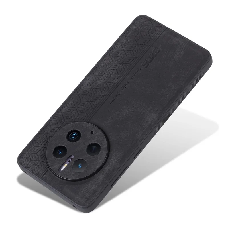 AZNS Cell Phone Cover For Huawei Mate 50 Pro 4G, Imprinted Pattern Anti-drop Phone Case PU Leather Coated TPU Shell - Black