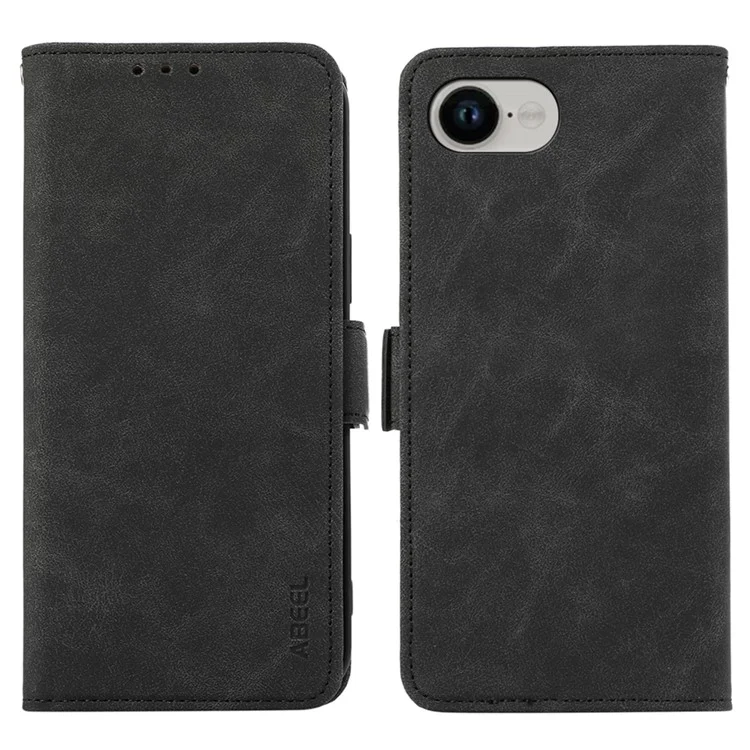 ABEEL Pour étui iPhone SE (2025) en cuir PU avec support rabattable et blocage RFID - Noir