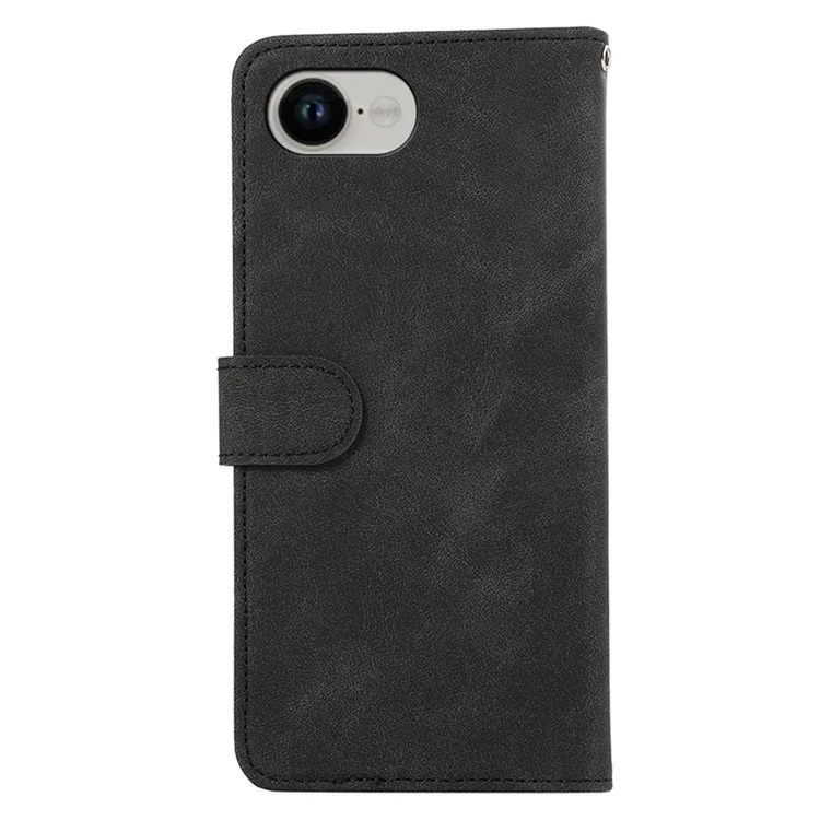 ABEEL For iPhone 16e Case Color Splicing Leather Flip Phone Cover RFID Blocking - Black