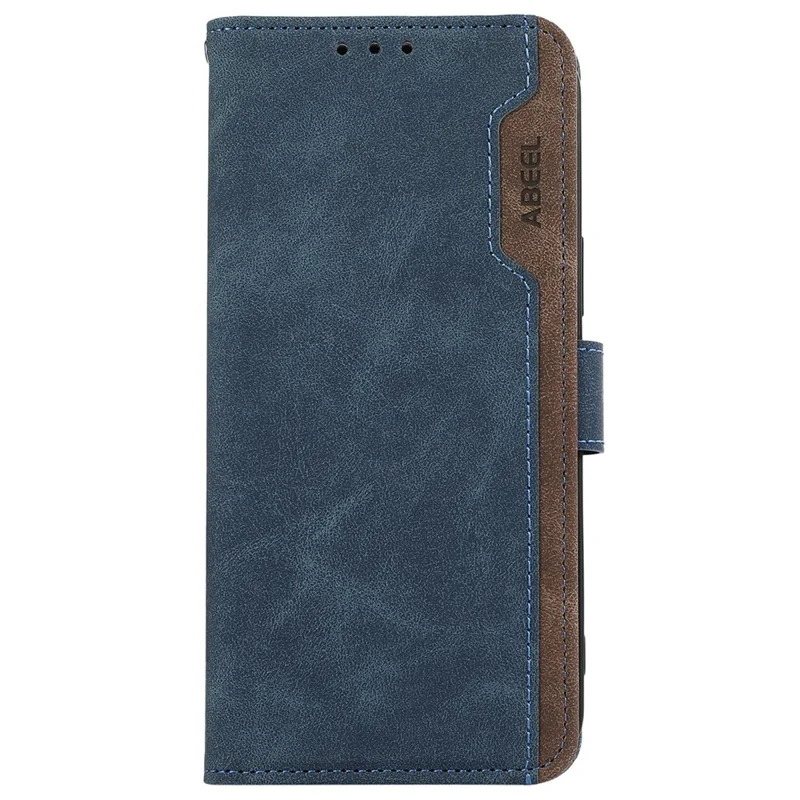 ABEEL For iPhone 17e / 16e Case Color Splicing Leather Flip Phone Cover RFID Blocking - Blue