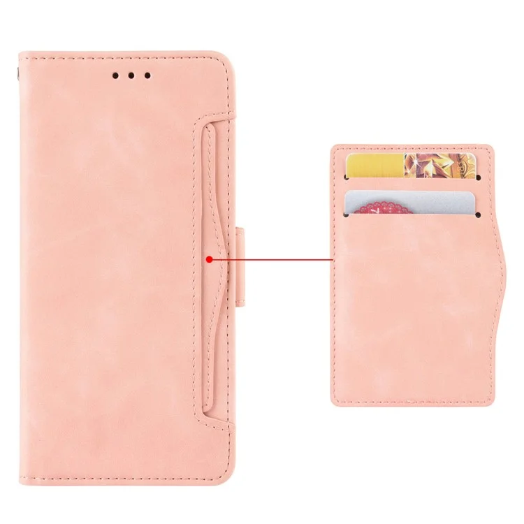 For Xiaomi Redmi A1 4G / A2 4G Multiple Card Slots PU Leather Wallet Cover Dual Magnetic Clasp Mobile Phone Stand Case - Pink