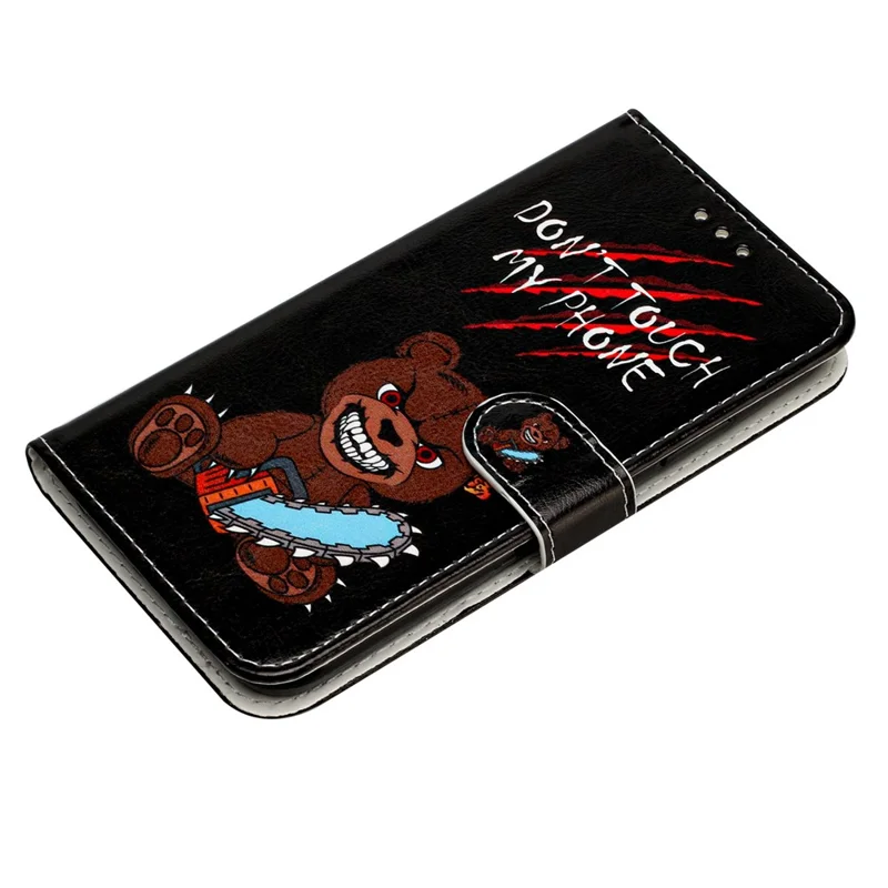 Para o Xiaomi Redmi Note 14 4G (163,25x76,55x8,16mm) Capa de Carteira com Estampa Impressa Capa de Telefone de Couro - Não Toque no Meu Telefone