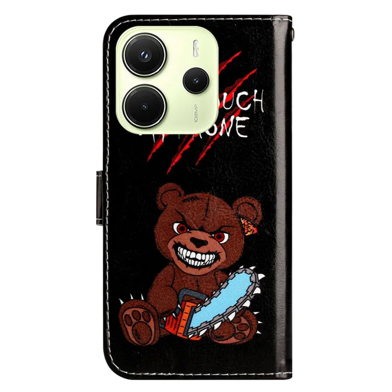 Para o Xiaomi Redmi Note 14 4G (163,25x76,55x8,16mm) Capa de Carteira com Estampa Impressa Capa de Telefone de Couro - Não Toque no Meu Telefone
