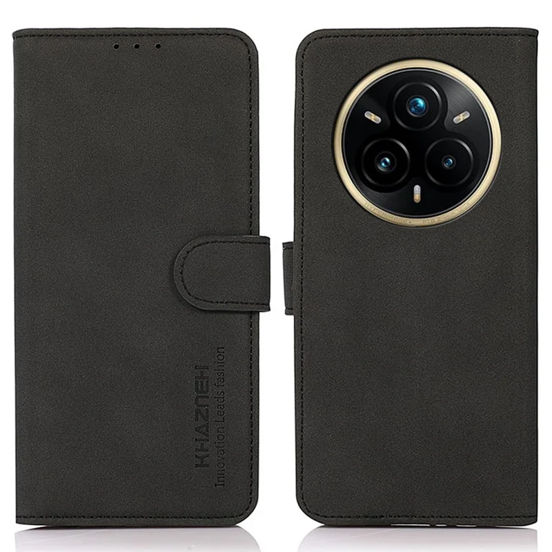 KHAZNEH voor Realme 14 Pro 5G hoesje PU-leer portemonnee standaard telefoonhoes - Zwart