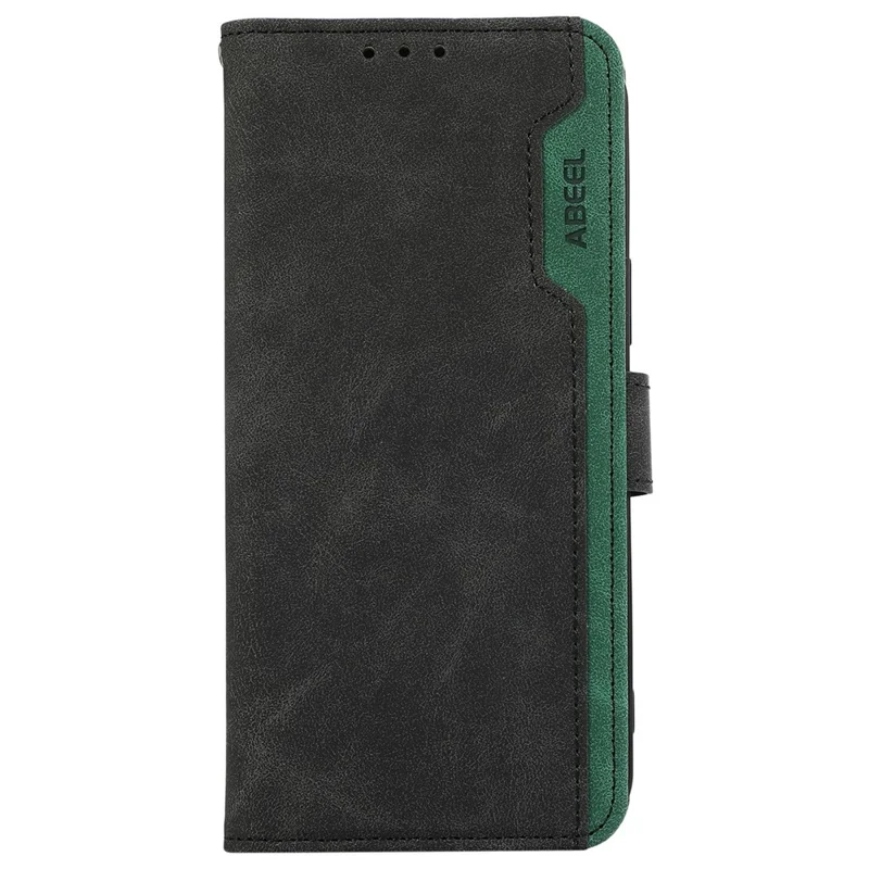 ABEEL For Samsung Galaxy S25 Edge Case Color Splicing Leather Flip Phone Cover RFID Blocking - Black