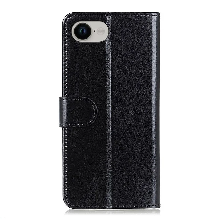 Étui pour iPhone SE (2025) en Cuir PU Texture Crazy Horse avec Support - Noir