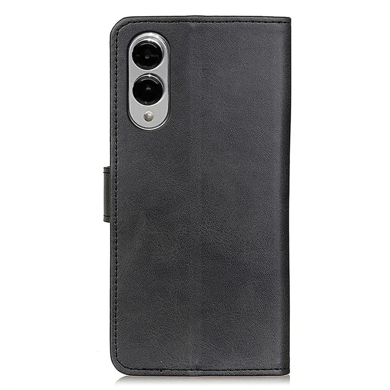 For Samsung Galaxy S25 Edge Wallet Case Cowhide Texture Leather Stand Phone Cover - Black