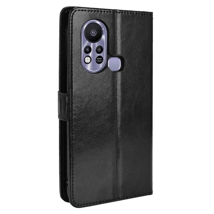 Per Infinix Hot 11s / Infinix Hot 11s NFC 4G Anti-drop PU Case di Telefono in Pelle Crazy Horse Texture Stand Cro Copertura Per Telefono Magnetico - Nero