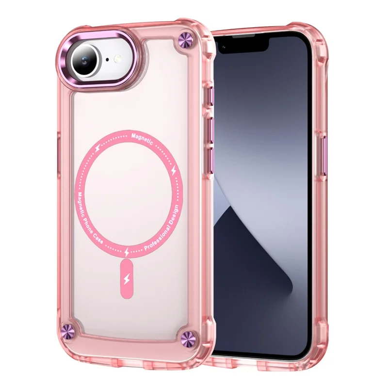 Funda Magnética para iPhone 16e con Piel Táctil TPU + PC - Rosa