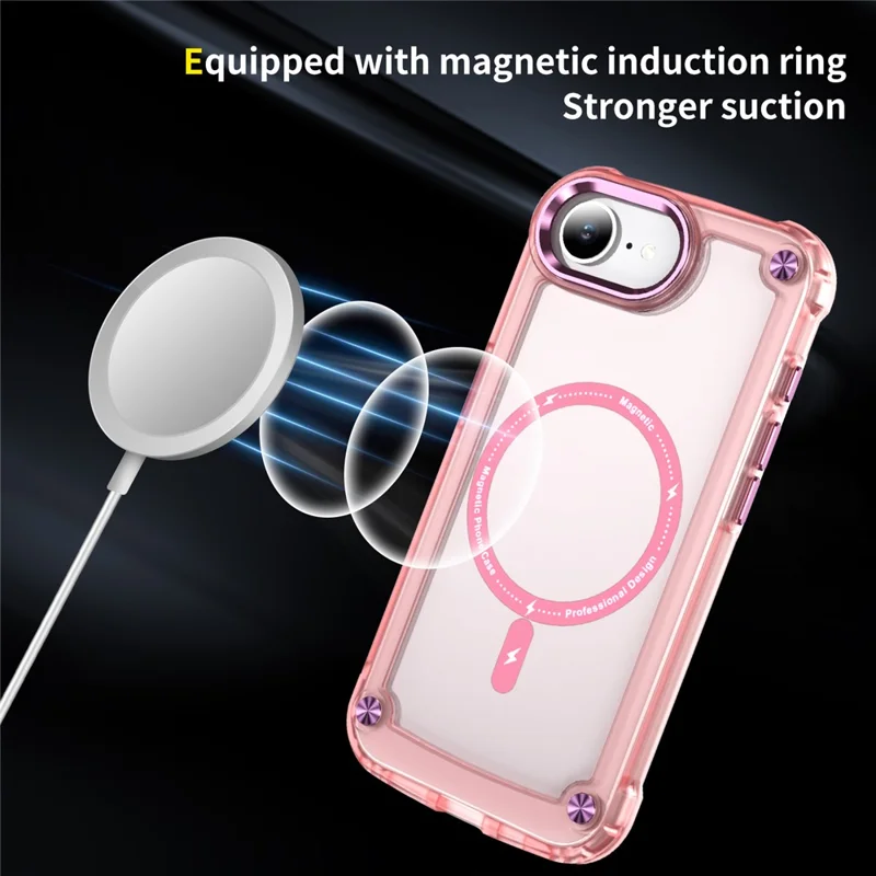 Funda Magnética para iPhone 16e con Piel Táctil TPU + PC - Rosa