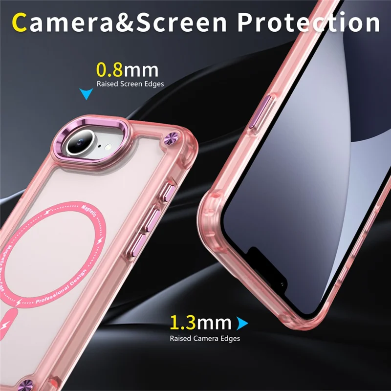 Funda Magnética para iPhone 16e con Piel Táctil TPU + PC - Rosa