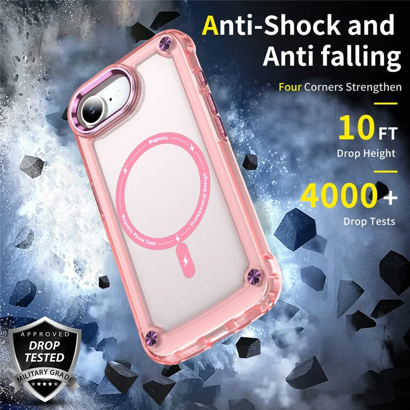 Funda Magnética para iPhone 16e con Piel Táctil TPU + PC - Rosa