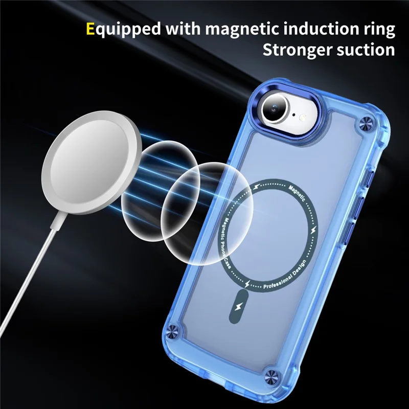 For iPhone 17e / 16e Case Magnetic Skin Touch TPU + PC Phone Cover - Blue