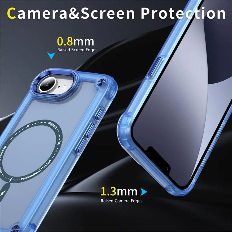 For iPhone 17e / 16e Case Magnetic Skin Touch TPU + PC Phone Cover - Blue