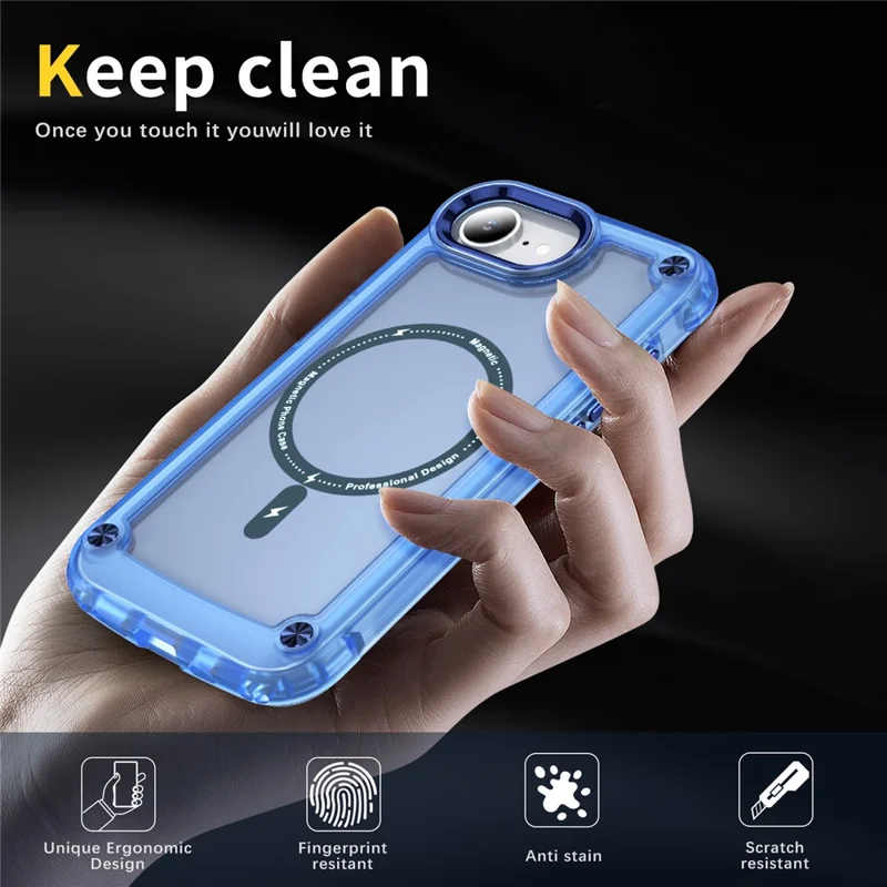 For iPhone 17e / 16e Case Magnetic Skin Touch TPU + PC Phone Cover - Blue