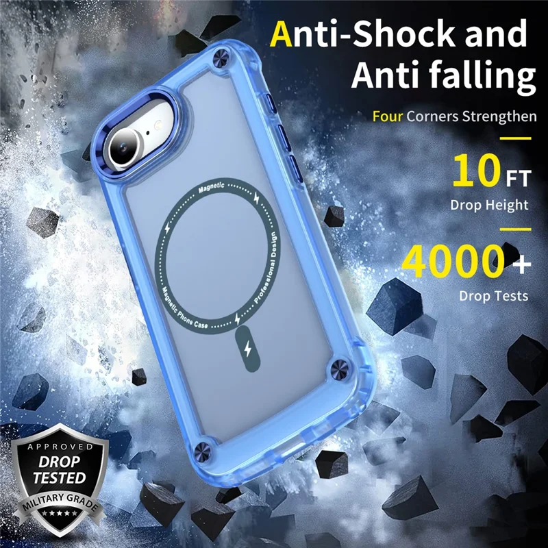 For iPhone 17e / 16e Case Magnetic Skin Touch TPU + PC Phone Cover - Blue