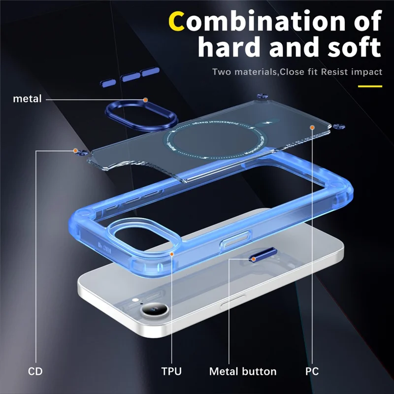 For iPhone 17e / 16e Case Magnetic Skin Touch TPU + PC Phone Cover - Blue