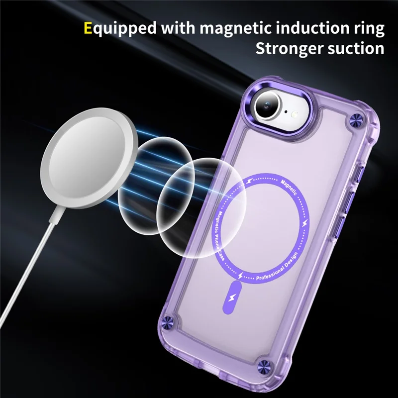 For iPhone 17e / 16e Case Magnetic Skin Touch TPU + PC Phone Cover - Purple