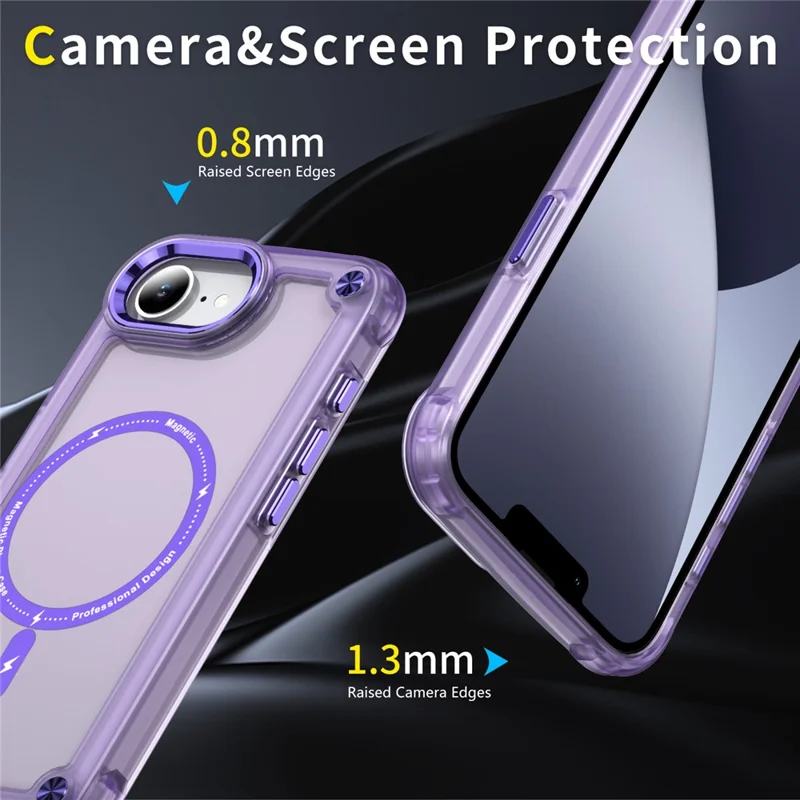 For iPhone 17e / 16e Case Magnetic Skin Touch TPU + PC Phone Cover - Purple