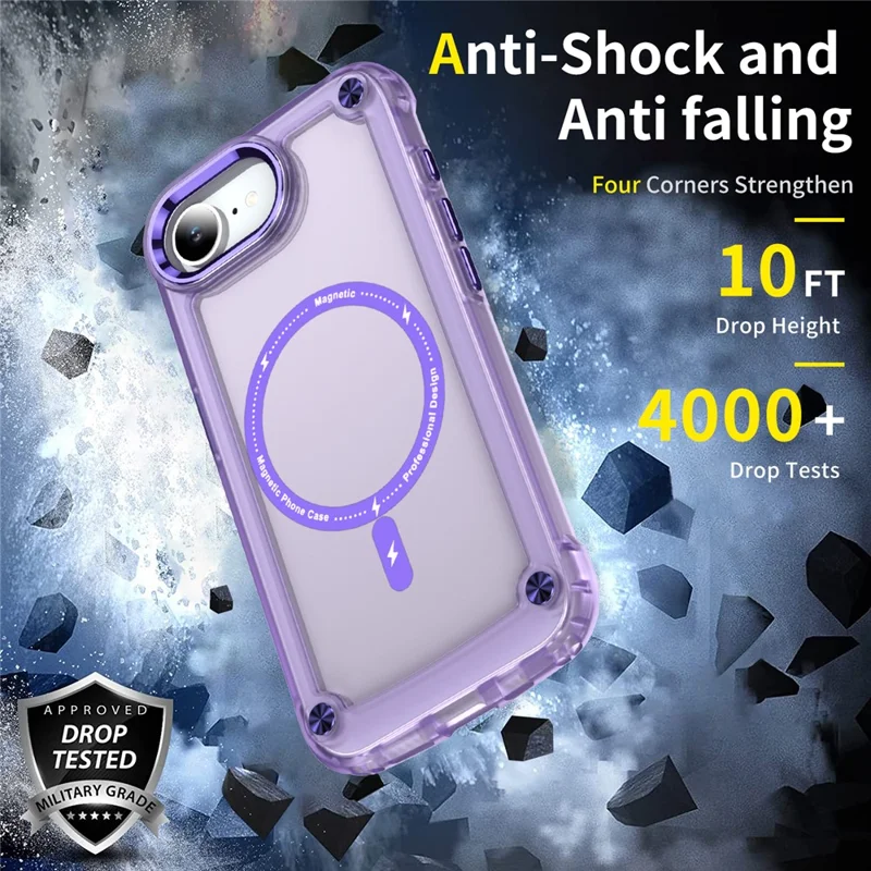 For iPhone 17e / 16e Case Magnetic Skin Touch TPU + PC Phone Cover - Purple