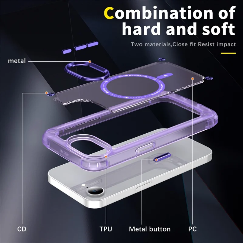 For iPhone 17e / 16e Case Magnetic Skin Touch TPU + PC Phone Cover - Purple