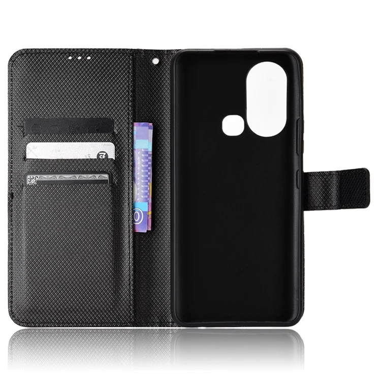 Para Infinix Hot 11s / Hot 11s NFC 4G Caixa de Telefone da Carteira Textura de Diamante Anti-arranhão PU Capelo de Celular de Couro Com Suporte - Preto