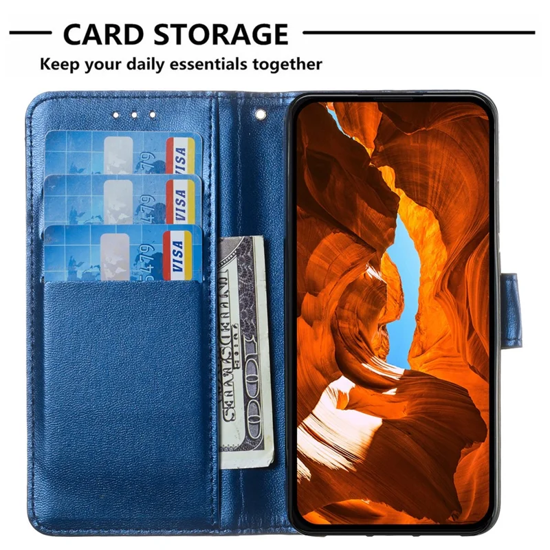 For Samsung Galaxy S25 Edge Case with Card Holder PU Leather Flip Wallet Phone Cover - Blue