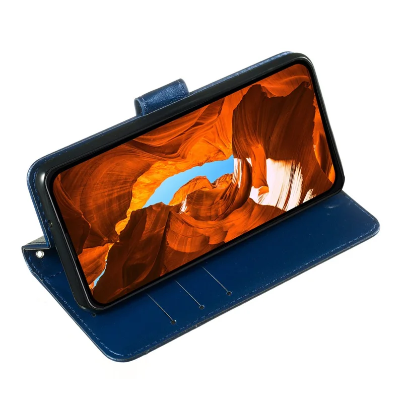 For Samsung Galaxy S25 Edge Case with Card Holder PU Leather Flip Wallet Phone Cover - Blue