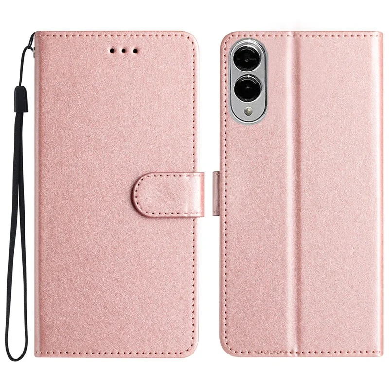 For Samsung Galaxy S25 Edge Wallet Case Leather Folio Phone Cover Magnetic Clasp - Rose Gold