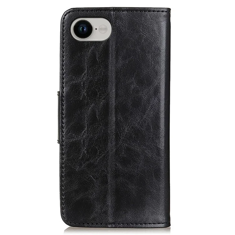 Étui pour iPhone SE (2025) en Cuir Fendu Style Crazy Horse avec Portefeuille - Noir