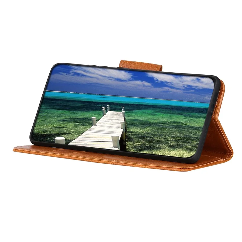 For iPhone 16e Hoesje RFID-blokkering Echt Rundleder Portemonnee Hoes - Bruin